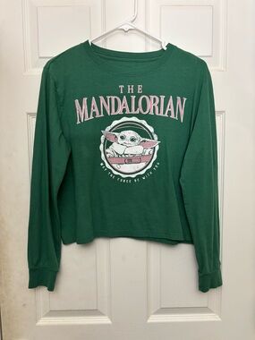 Star Wars The Mandalorian Green Cropped Long Sleeve